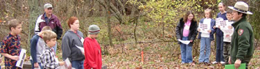 Student review the battle of Fort Necessity with a Park Ranger